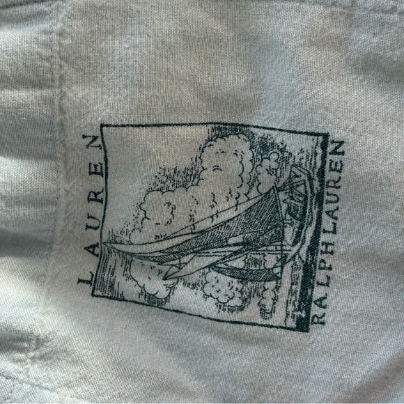 Vintage Lauren Ralph Lauren 100% Cotton Rope Drawstring Pant Sailboat Pocket L - Picture 3 of 6